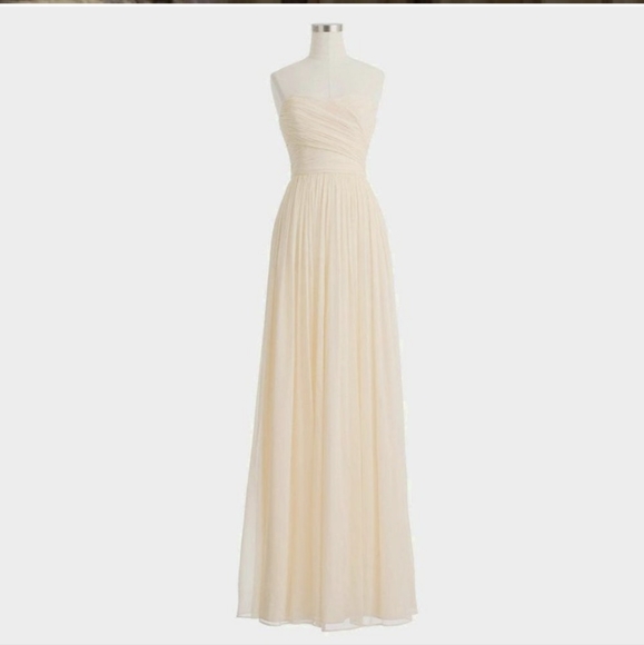 🆕️JCREW Ivory Champagne Silk Chiffon Formal Wedding Gown Bridesmaid Dress 20 - Picture 10 of 12
